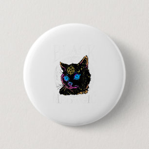 Schwarze Katze Meowgic, Halloween-Hexe, Hexerei-St Button