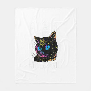 Schwarze Katze Meowgic, Halloween-Hexe, Hexerei-St Fleecedecke