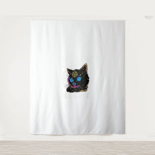 Schwarze Katze Meowgic, Halloween-Hexe, Hexerei-St Wandteppich