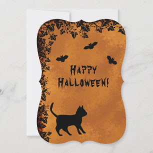 Schwarze Katze mit Bat, glückliches Halloween Einladung