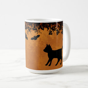 Schwarze Katze mit Bat, glückliches Halloween Kaffeetasse