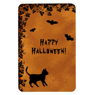 Schwarze Katze mit Bat, glückliches Halloween Magnet