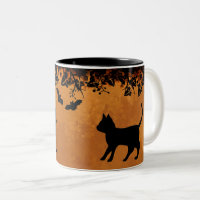 Schwarze Katze mit Bat, glückliches Halloween