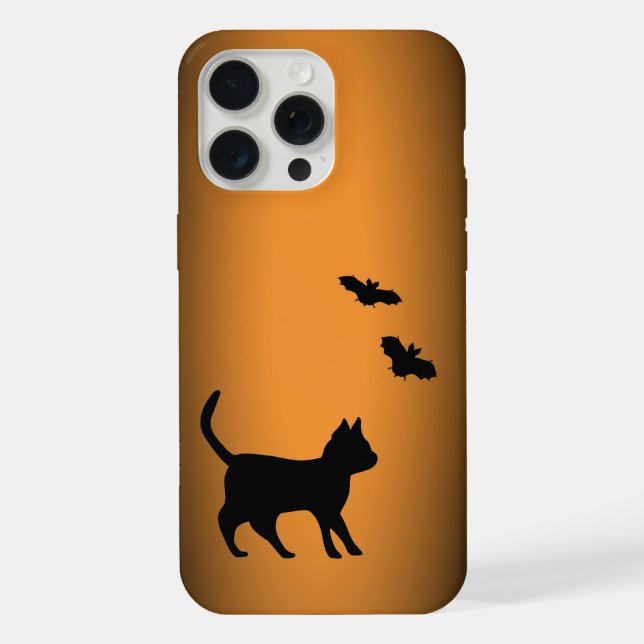 Schwarze Katze mit Bat iPhone 15 Pro Max Hülle (Rückseite)