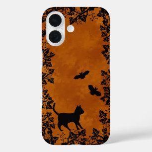 Schwarze Katze mit Bat iPhone 16 Hülle