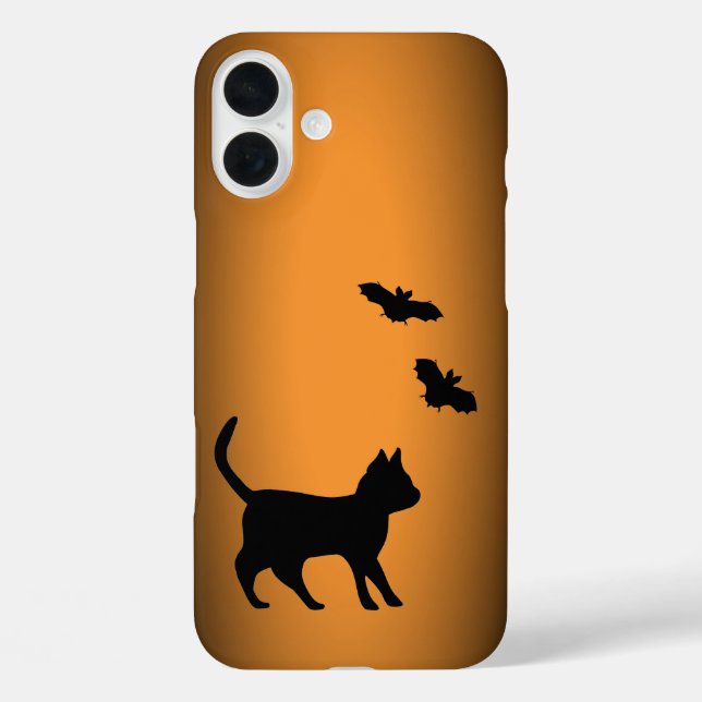 Schwarze Katze mit Bat iPhone 16 Plus Hülle (Rückseite)