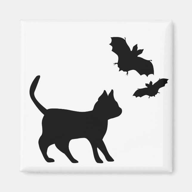 Schwarze Katze mit Bat Magnet (Vorne)