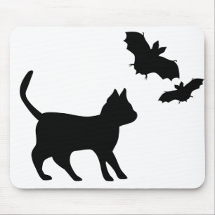 Schwarze Katze mit Bat Mousepad