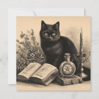 Schwarze Katze mit Büchern Vintage Illustration