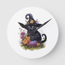 Schwarze Katze mit Cowboyhut und Blume