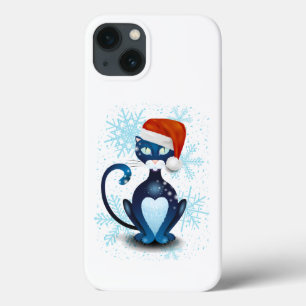 Schwarze Katze mit dem Hut des Weihnachtsmanns Case-Mate iPhone Hülle