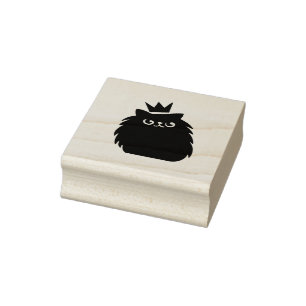 Schwarze Katze mit einer Prinzessinnenkrone Gummistempel