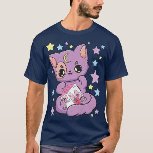Schwarze Katze mit Erdbeermilch für Boba Lov T-Shirt