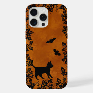 Schwarze Katze mit Fledermaus iPhone 15 Pro Max Hülle