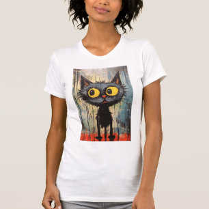 Schwarze Katze mit gelben Augen T-Shirt