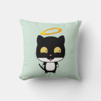 Schwarze Katze mit Golden Halo Niedlicher Engel