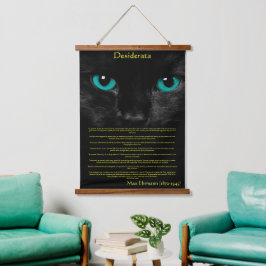 Schwarze Katze mit grünem Auge, die euch Desiderat Wandteppich Mit Holzrahmen