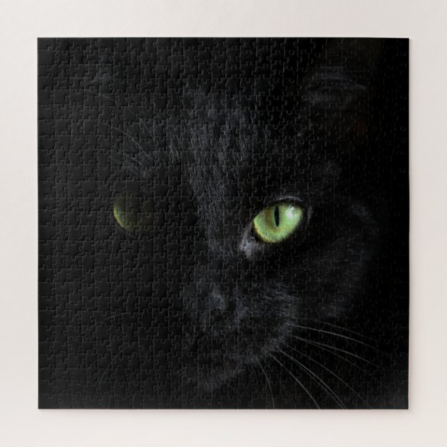 Schwarze Katze mit grünen Augen (Vertikal)