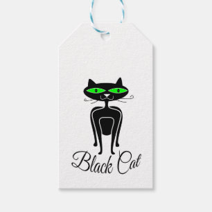 Schwarze Katze mit grünen Augen Geschenkanhänger