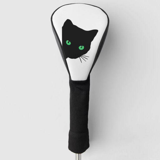 Schwarze Katze mit grünen Augen Golf Headcover (Vorderseite)
