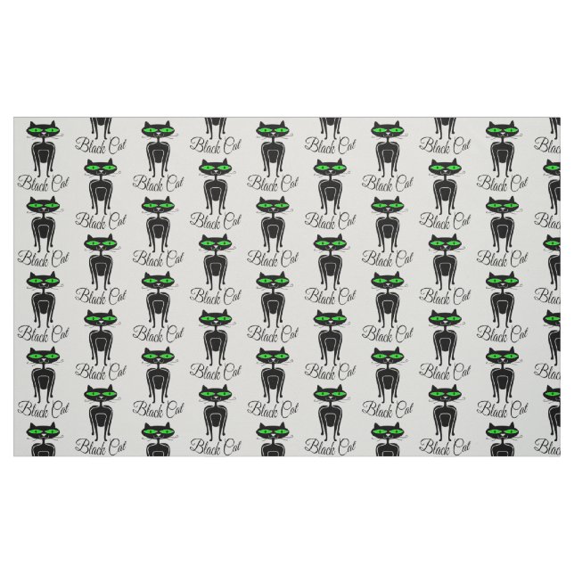 Schwarze Katze mit grünen Augen Stoff (Fat Quarter (45,7 x 55,9 cm))