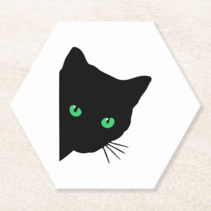 Schwarze Katze mit grünen Augen Untersetzer