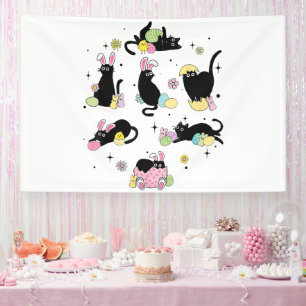 Schwarze Katze mit Haseneiern Banner