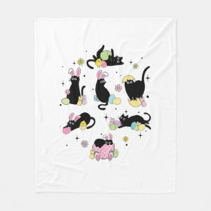 Schwarze Katze mit Haseneiern Frohen Ostertag pass Fleecedecke