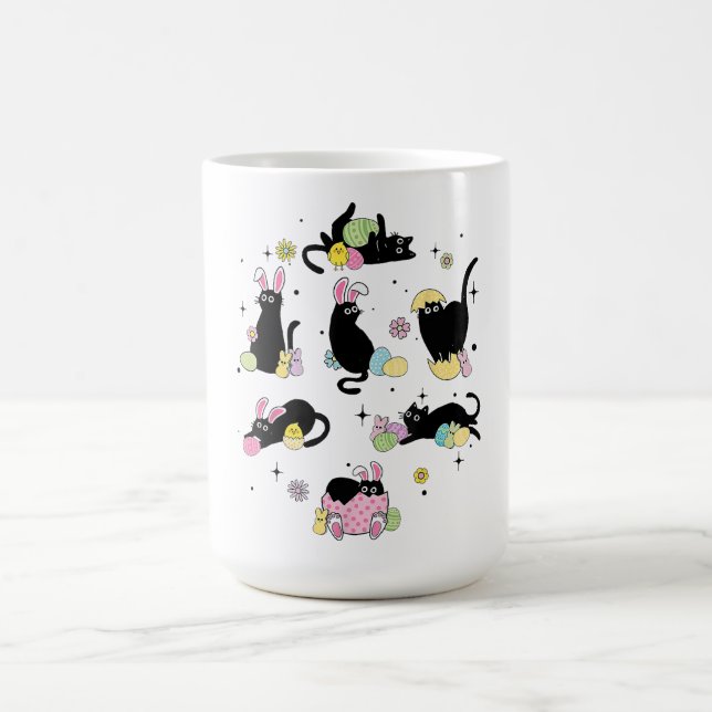 Schwarze Katze mit Haseneiern Kaffeetasse (Mittel)