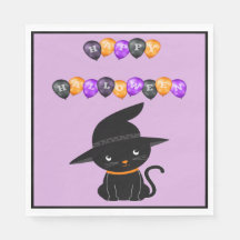 Schwarze Katze mit Hexenhut glückliche Halloween-B