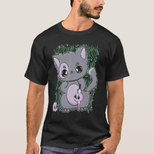 Schwarze Katze mit magischem Gegenstand für Yander T-Shirt