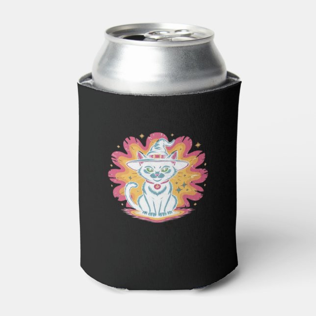 Schwarze Katze mit psychedelischer Blume Oversized Dosenkühler (Kanne Vorderseite)
