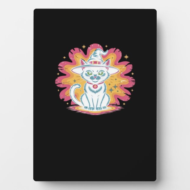 Schwarze Katze mit psychedelischer Blume Oversized Fotoplatte (Vorderseite)