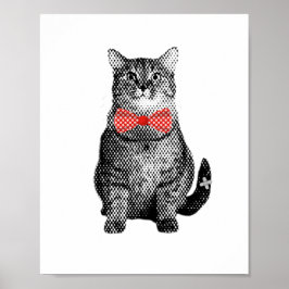 Schwarze Katze mit Red Polka Dot Bow Krawatte Nied Poster