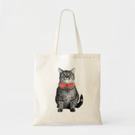 Schwarze Katze mit Red Polka Dot Bow Krawatte Nied Tragetasche