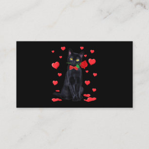 Schwarze Katze mit Rose Valentine Shirt Valentine  Visitenkarte