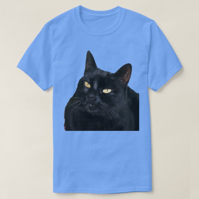Schwarze Katze mit schönen gelben Augen Vector Art T-Shirt (Design vorne)