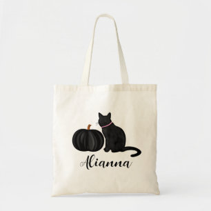 Schwarze Katze mit schwarzem Pumpkin-Individuelle  Tragetasche