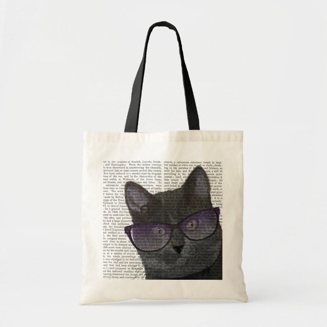Schwarze Katze mit Sonnenbrille 2 Tragetasche (Vorne)