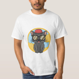 Schwarze Katze mit Sonnenbrille, lustige Katze T-Shirt