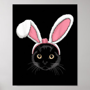 Schwarze Katze mit sonnigen Ohren Niedliche Osterm Poster