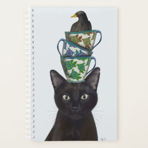 Schwarze Katze mit Teacups und Blackbird Planer