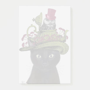Schwarze Katze mit Teekanne und Schale Post-it Klebezettel
