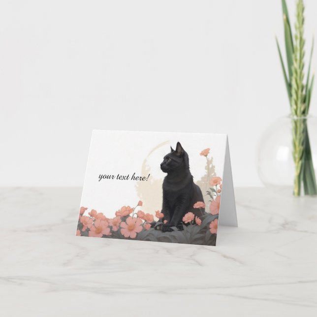 Schwarze Katze mit Text oder ohne Text Dankeskarte (Vorderseite)
