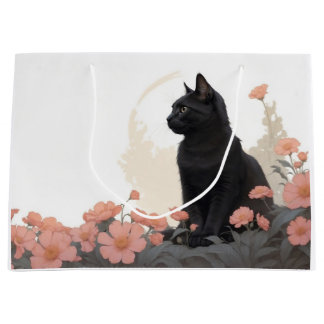 Schwarze Katze mit Text oder ohne Text Große Geschenktüte