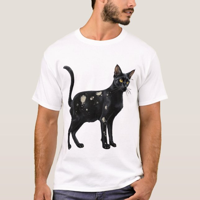 Schwarze Katze mit Weiß 2 T-Shirt (Vorderseite)