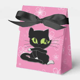 Schwarze Katze mit weißen Socken Geschenkschachtel