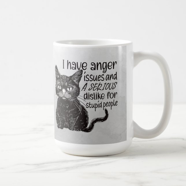 Schwarze Katze mit Wutproblemen Kaffeetasse (Rechts)