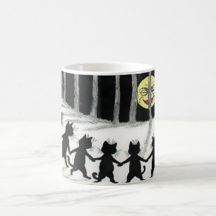 Schwarze Katze Mond Geschenktasse Kaffeetasse