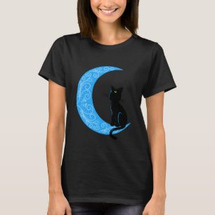 Schwarze Katze Mondsichel Sailor Mom T-Shirt